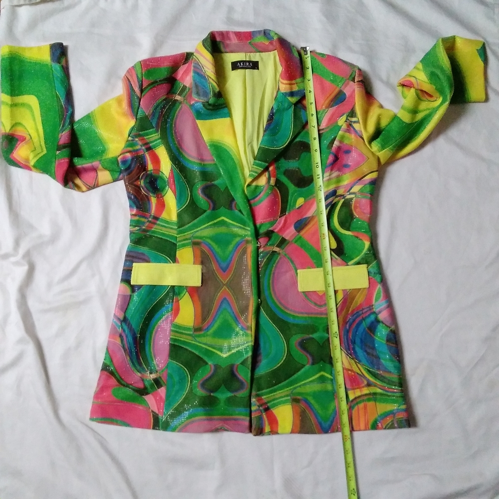 Akira Colorful Abstract Embellished Blazer Jacket - Picture 8 of 12